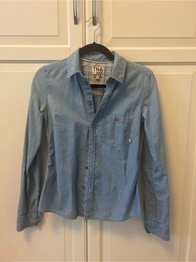 TNA Light Blue Denim Button-Down Shirt